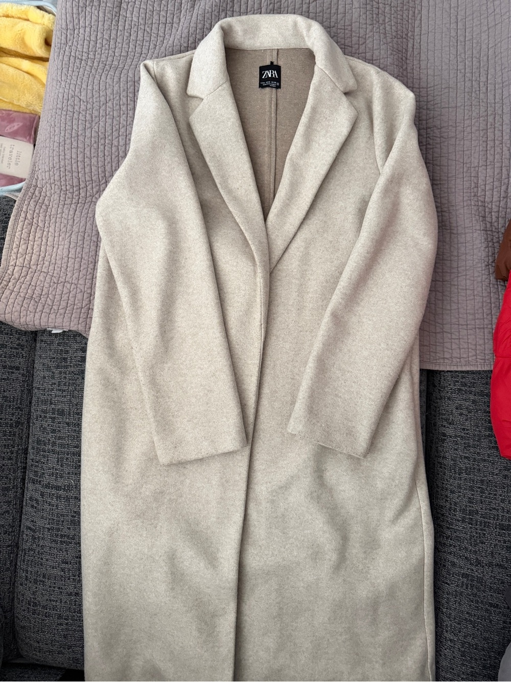 Zara Soft Beige Single-Breasted Wool Coat
